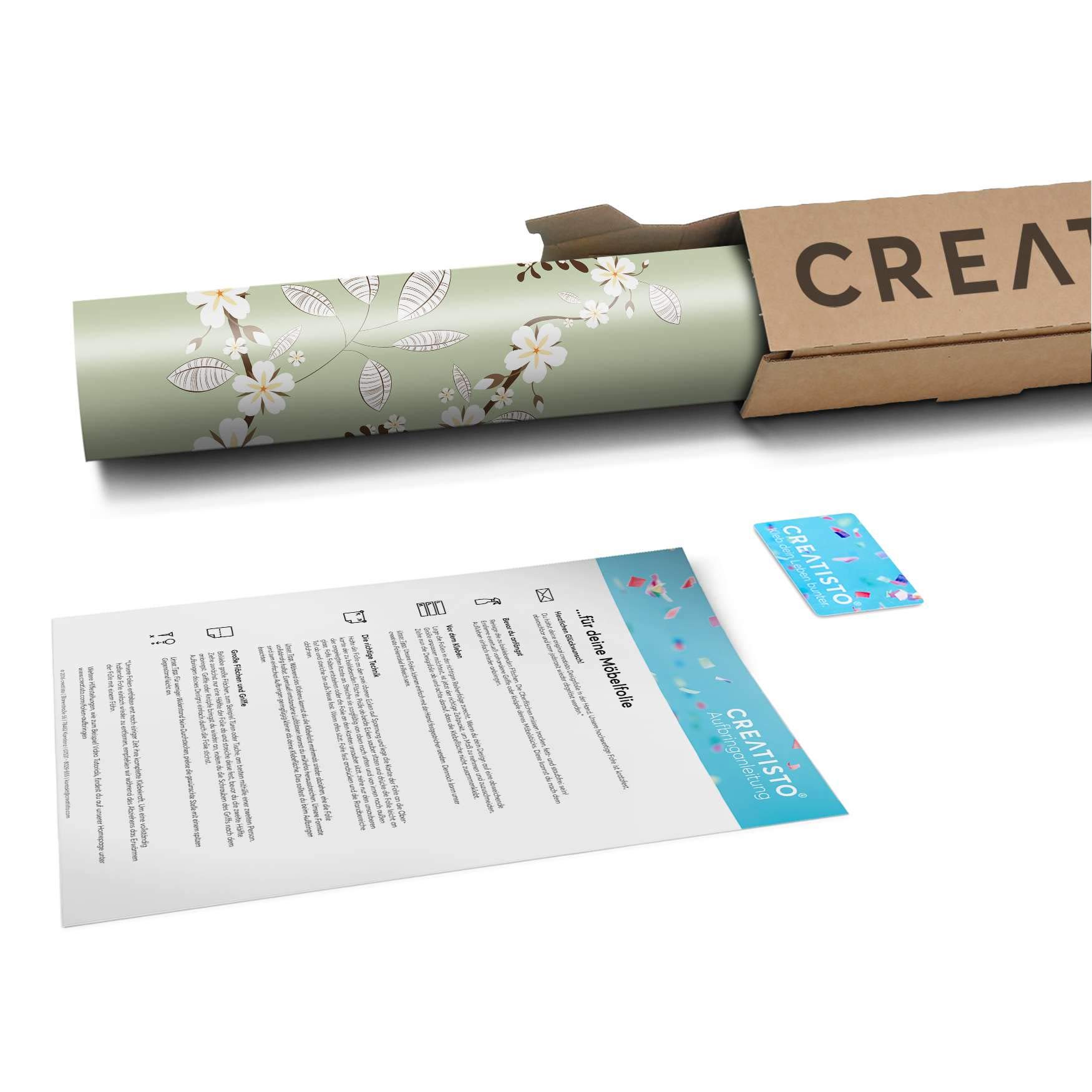 Kühlschrank Aufkleber I Dekoration für Kühlschranktür - Sticker Folie selbstklebend I Deko Küche - Design: White Blossoms
