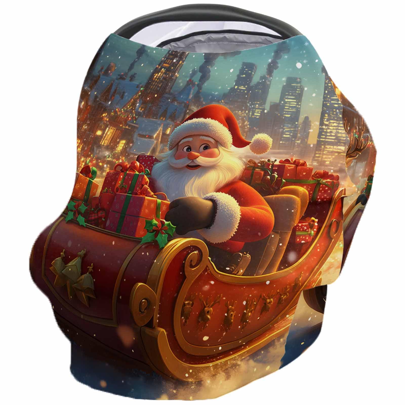 Nursing Cover for Breastfeeding Scarf, Christmas Boxes Deer House Snowy Night Baby Car Covers Super Soft Multi Use for Canopy Shopping Cart Cover Blanket Stroller Cover