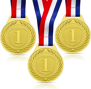 3 Pieces Medals for Awards, 2.56 Inch Gold Silver Bronze Metal Medals Olympic Decorations Winner Medals with Ribbon Neckla...