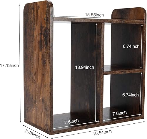 Vista 68 de PAG - Estantería de escritorio, librero ajustable para encimera, organizador de escritorio de madera para suministros de oficina, estante de Negro