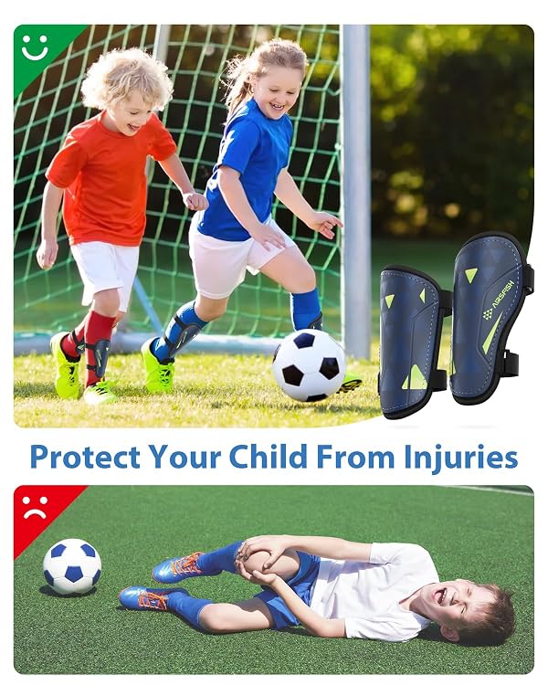 Shin Guards Soccer Kids Youth, CE Certified Airsfish Shin Pad Protection Gear for 2-18 Years Old Boys Girls Teenagers High Impact Resistant Breathable Comfortable (Navy, Small) by AirsFish - Image 6