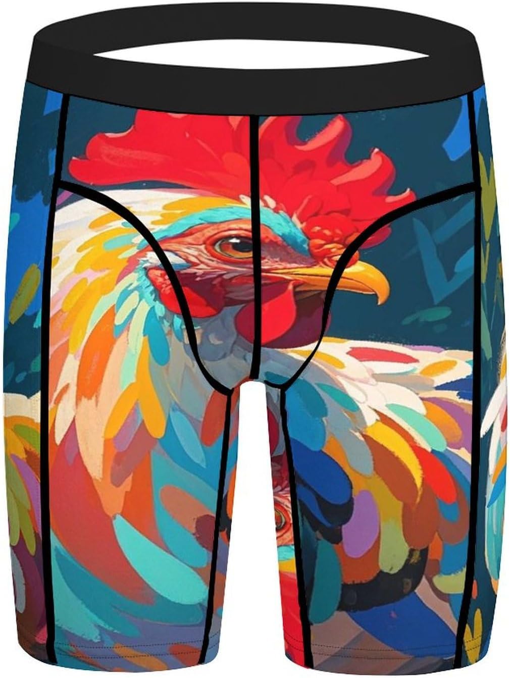Art Colorful Chicken Compression Shorts Men Spandex Sport Shorts Workout Performance Baselayer Underwear