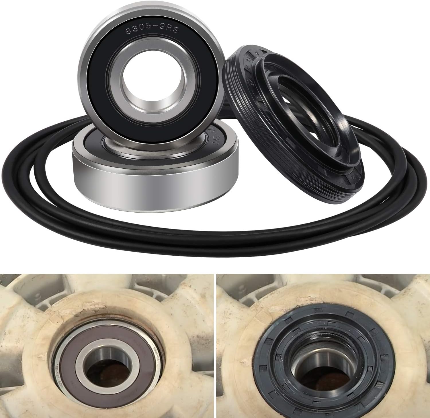 Front Load Washer Tub Bearings & Seal Kit for LG & Kenmore etc Replace 4036ER2004A 4280FR4048L 4280FR4048E 4036ER4001B Rotate Quiet Deep Groove Ball Bearings