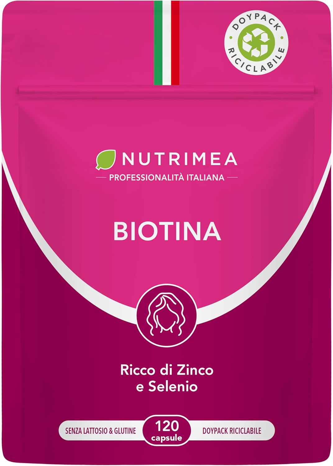 Capelli alla biotina | 120 capsule | Integratori per Capelli, Unghie e Pelle | Vitamina B8, Zinco, Selenio e Semi di Zucca | Trattamento di 4 mesi | Nutrimea