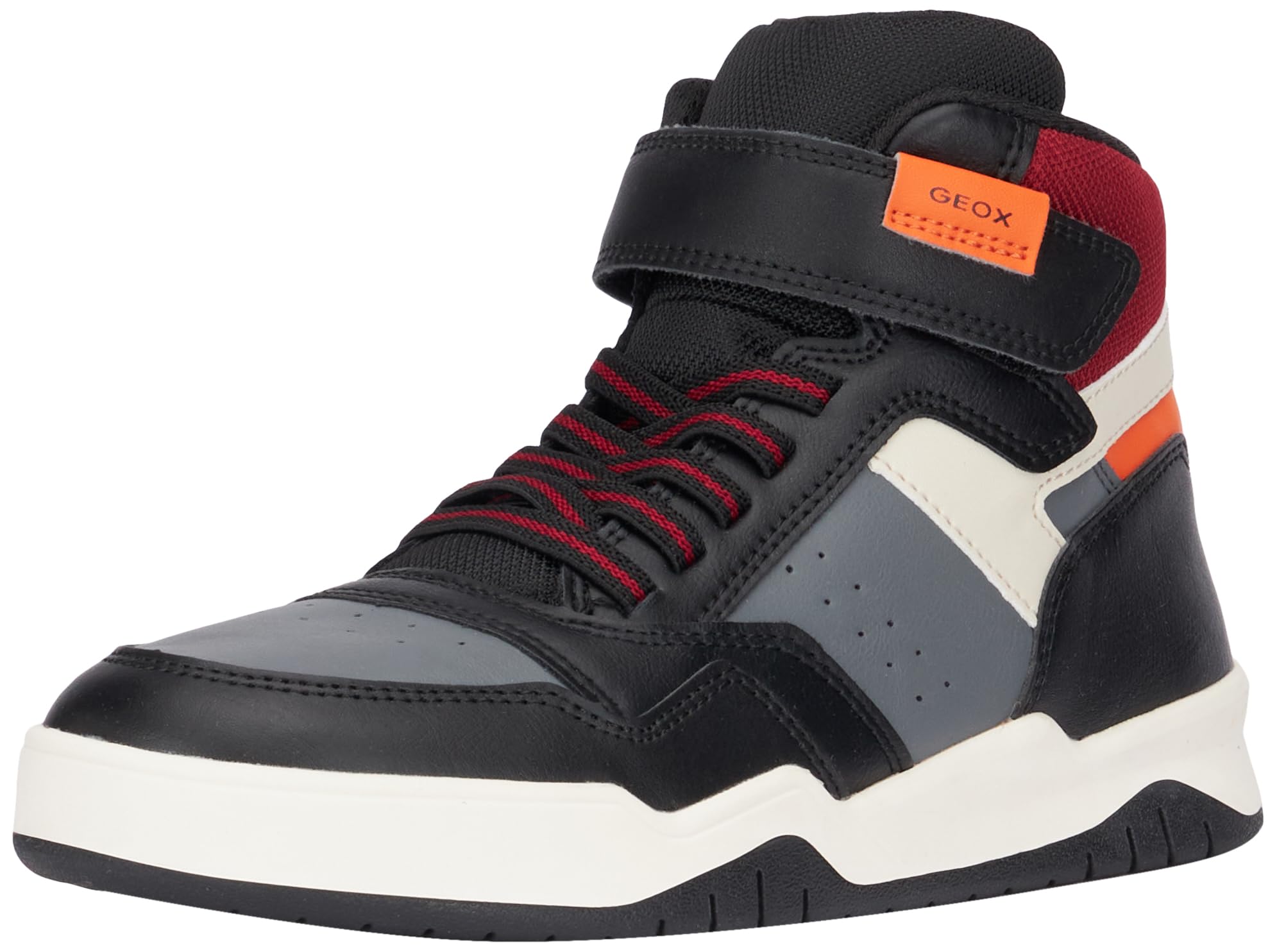 Geox J Perth Boy F Sneaker, Black/Orange, 11 UK Child