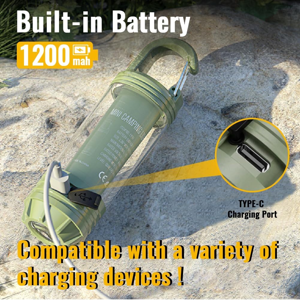 Multi Functional Outdoor Camping Light, Portable Strong Light Flashlight, Charging mini Retro Camping Atmosphere Light, Emergency, Hiking, Fishing Camping Essentials (Khaki)