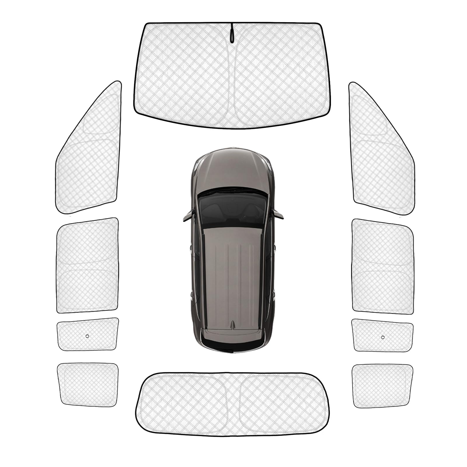 KMF 10pcs Thicken Sun Shades for Hyundai Santa Fe 2024-2025 2026 Accessories,Full Car Windshield Sunshade Window Covers for Side Rear,UV Block and Blackout Privacy for Camping