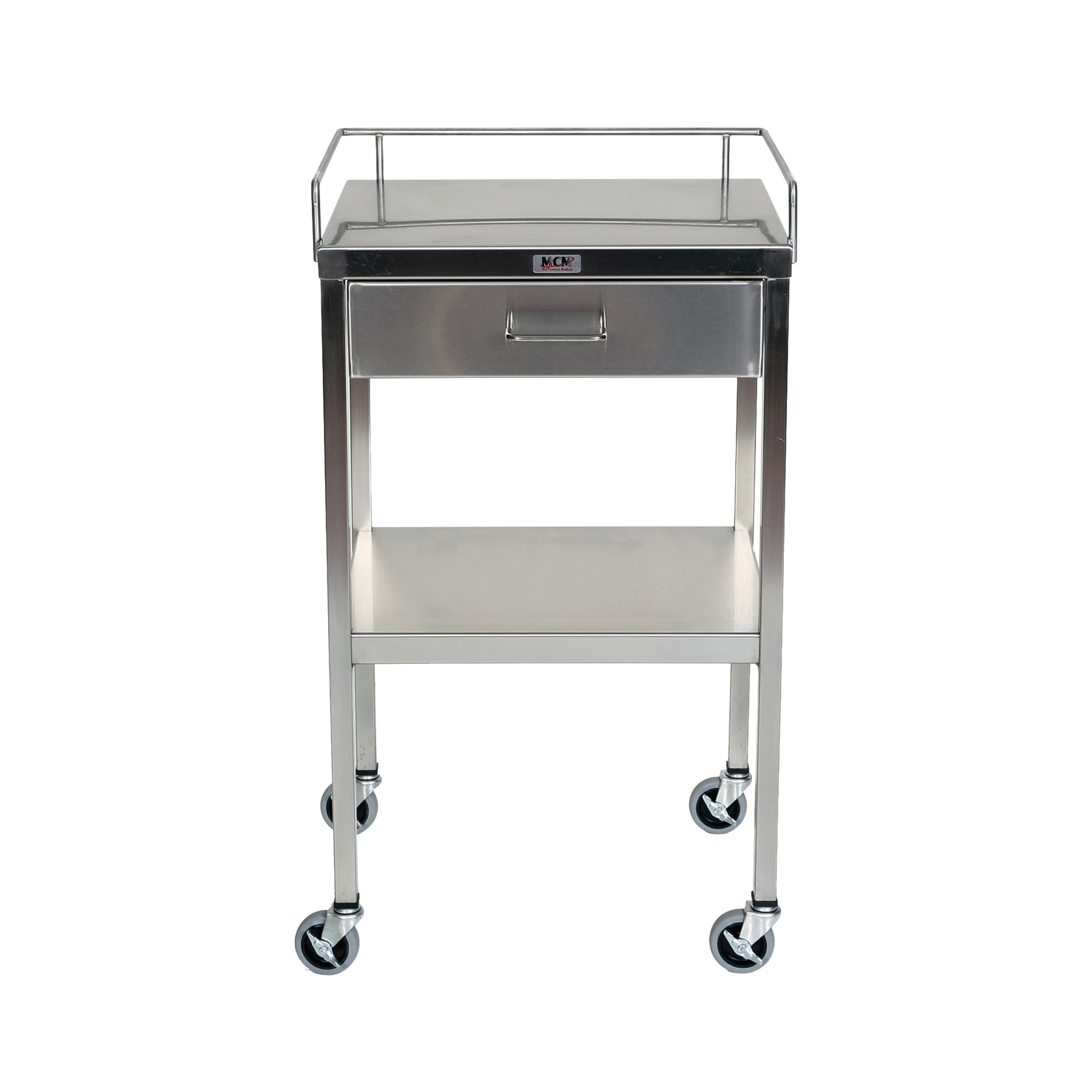 Stainless Steel Utility Table 1 Drawer and Guardrail - 20"W x 16"D x 34"H