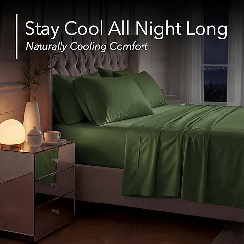 Miniatura 3 de DECOLURE Juego de sábanas 100% viscosa derivada de bambú, tamaño King, 6 piezas de lujo, refrescantes naturales, ultra suave, bolsillos profundos de