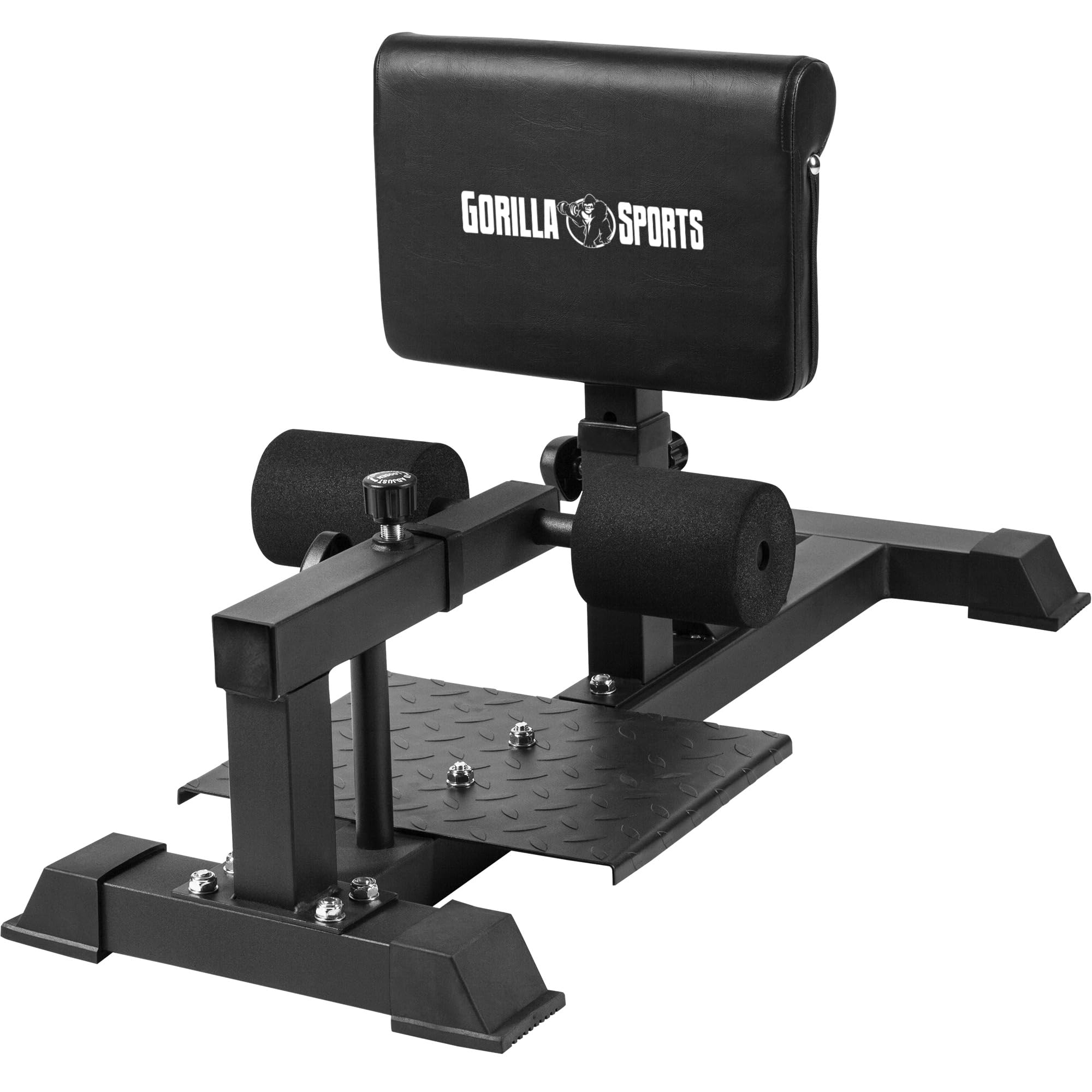 GORILLA SPORTS® Sissy Squat Machine - Adjustable Height and Length, 101 x 37.5 x 49.5 - 59.5 cm, Max Load 130 kg, Black - Deep Sissy Squat Bench, Leg Exercise Machine, Home Fitness Equipment
