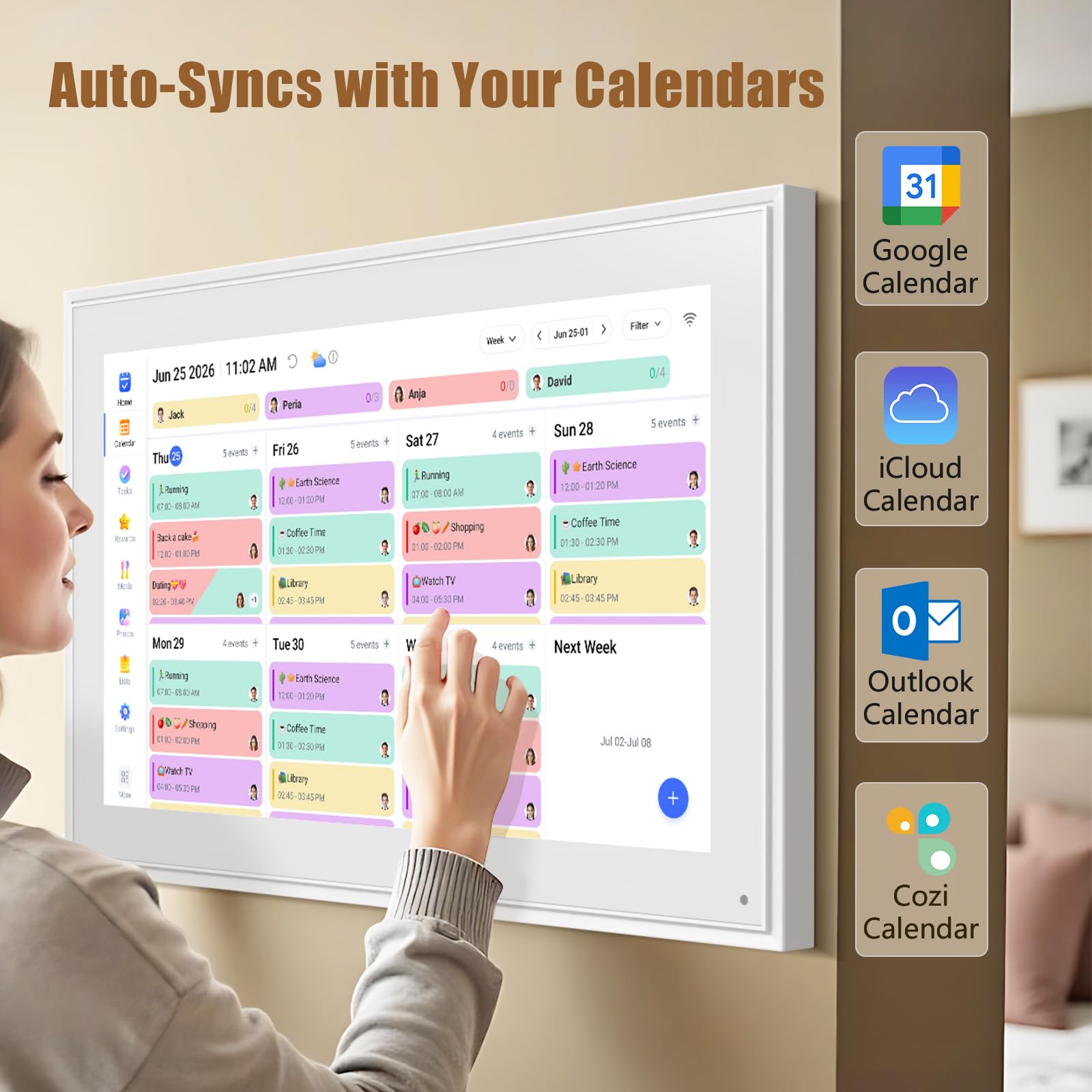 Digitaler Kalender: 54,6 cm (21,5 Zoll) elektronischer Kalender und Aufgabendiagramm, Familien-Wandplaner, interaktives Full-HD-Display, Smart-Touchscreen-Display für Familienzeitpläne, nahtlose