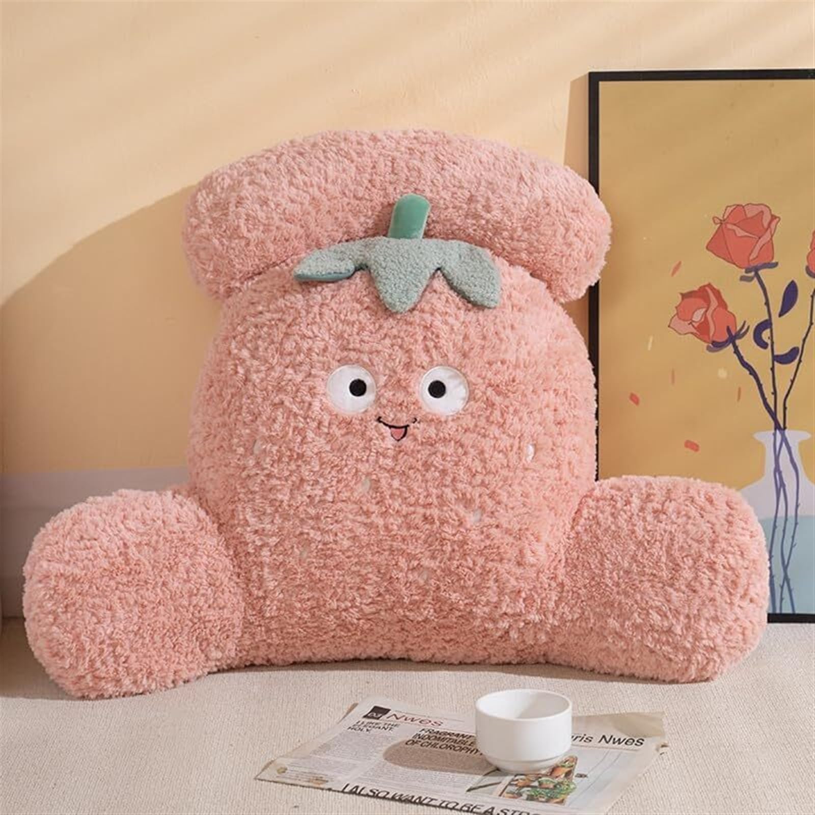 MYXJX back support cushion, Pillow Cartoon Plush Back Support Cushion For Sofa Chair Backrest Waist Cushions(Pink)