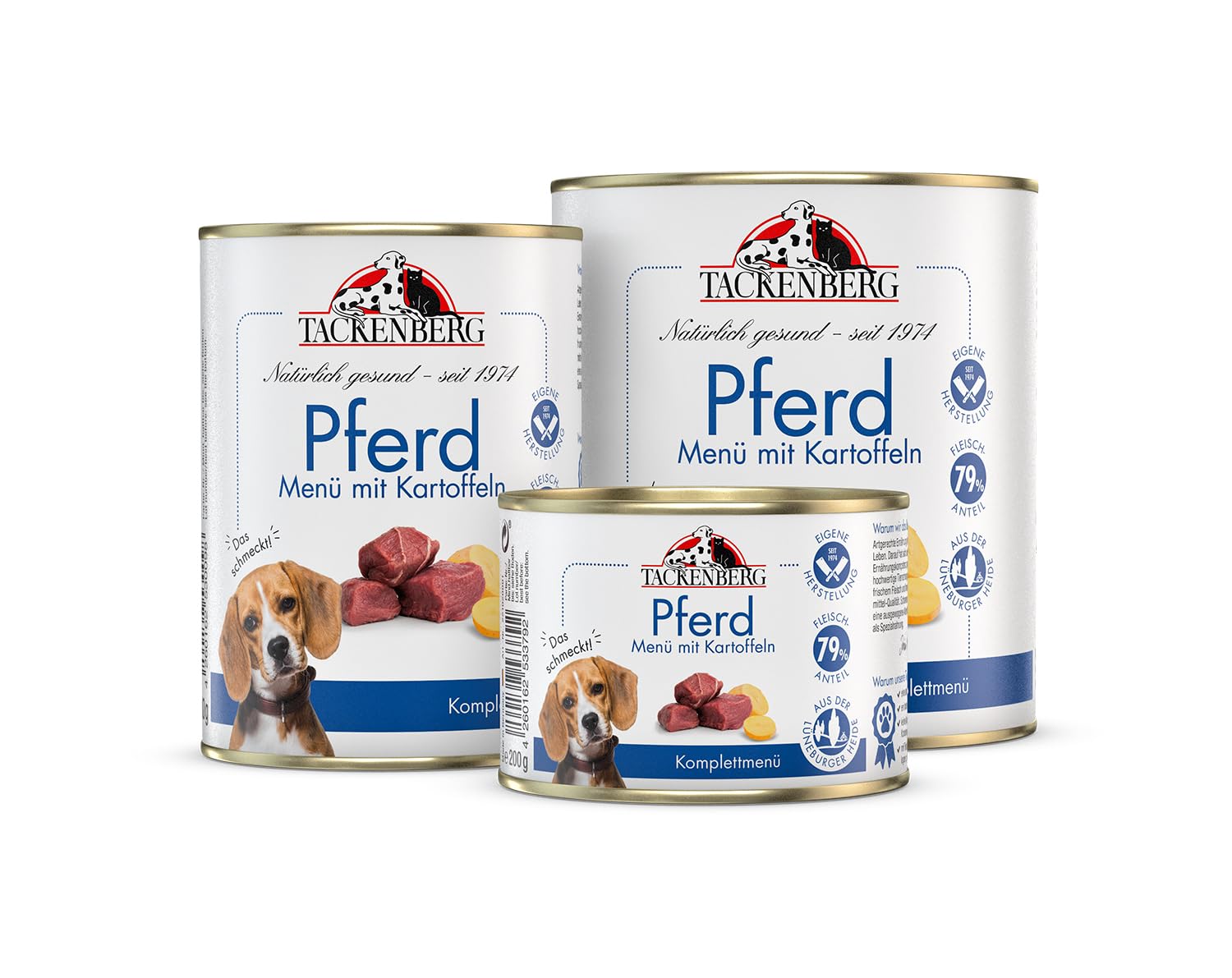 TACKENBERG Pferd mit Kartoffeln Nassfutter Dose für Hunde - Hundefutter in Premiumqualität - natürlich getreidefrei, 6 x 800 g