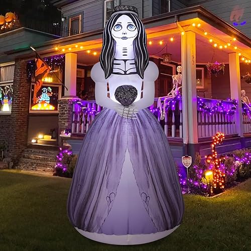 GOOSH 5.4FT Halloween Inflatables Outdoor Decorations Ghost Bride Halloween Blow