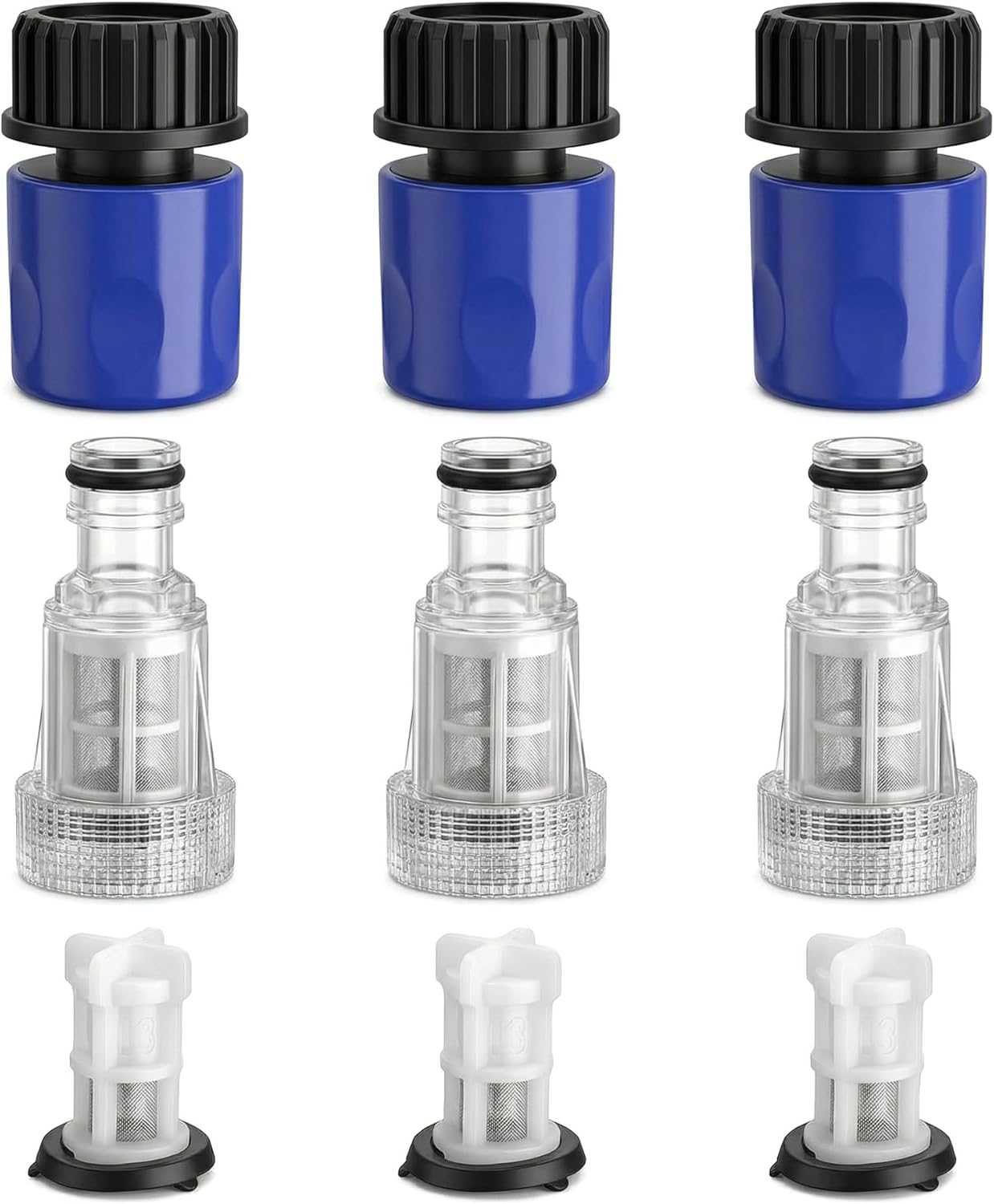6Pcs Water Hose Adapter Garden To Mini Power Washer Pressure Repair Blue Clean Replacement Parts Connectors Accessories Quick Connect