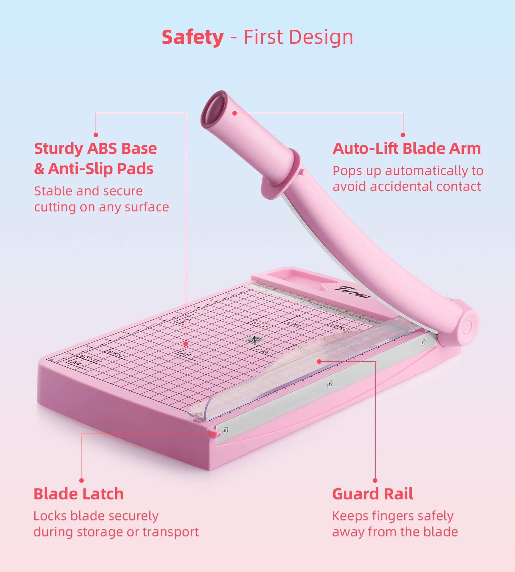 Firbon 12" Guillotine Paper Cutter - Pink -4