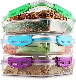 Sandwich Containers for Kids (3 Pack) Sandwich Box for Kids | Lunch Containers for Kids | Snack Containers for School | Sandwich Containers for Lunch Boxes | Reusable Sandwich Container , BPA Free