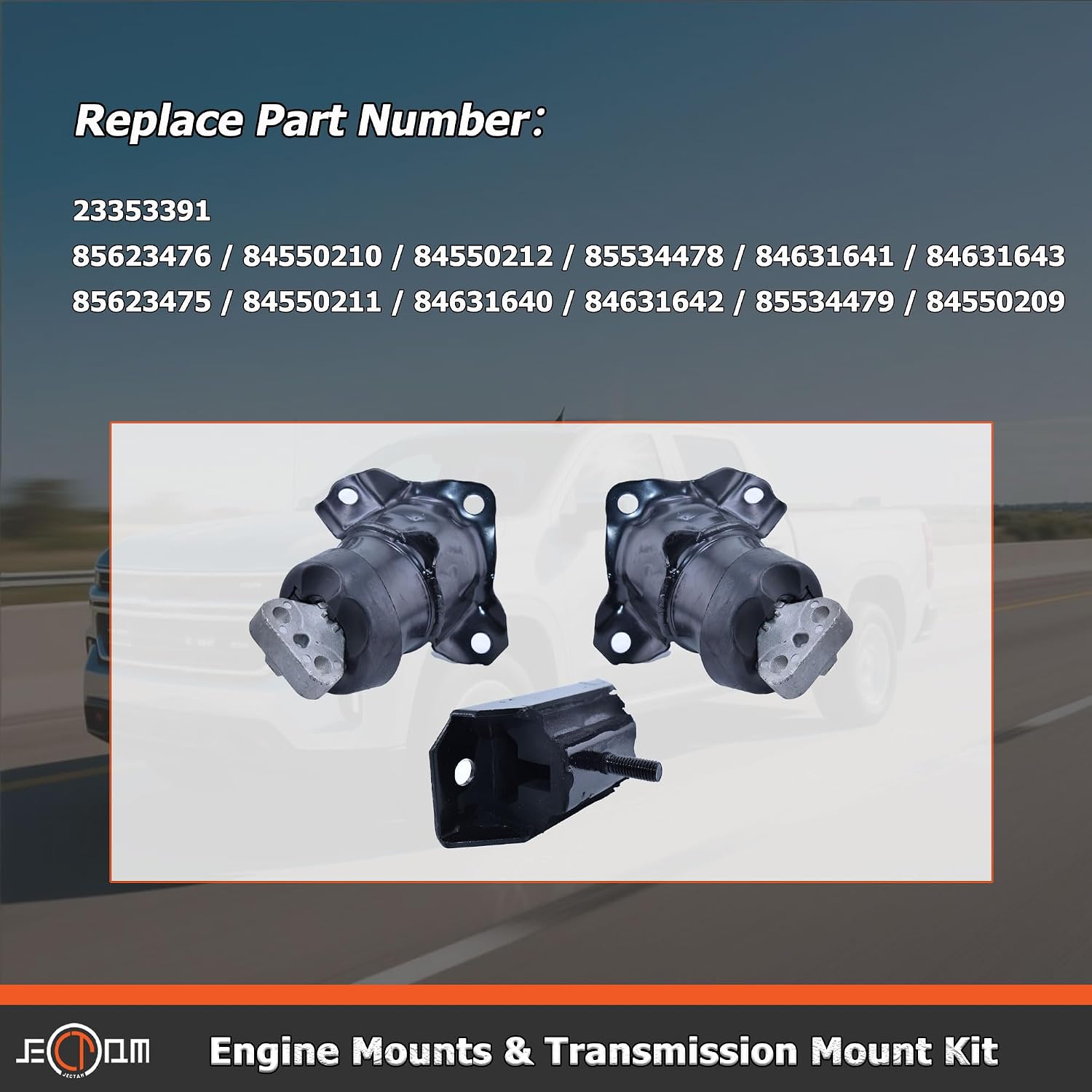 Front Engine Mounts L&R with Transmission Mount Kit Compatible with Silverado 1500 2019-2024 Fit for GMC Sierra 1500 2019-2024 Replace for 23353391, 85623476, 85623475