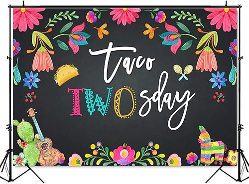 Miniatura 5 de Mocsicka Taco - Telón de fondo de cumpleaños de Twosday, fiesta mexicana, decoración de fiesta de segundo cumpleaños, cactus del Cinco de Mayo,