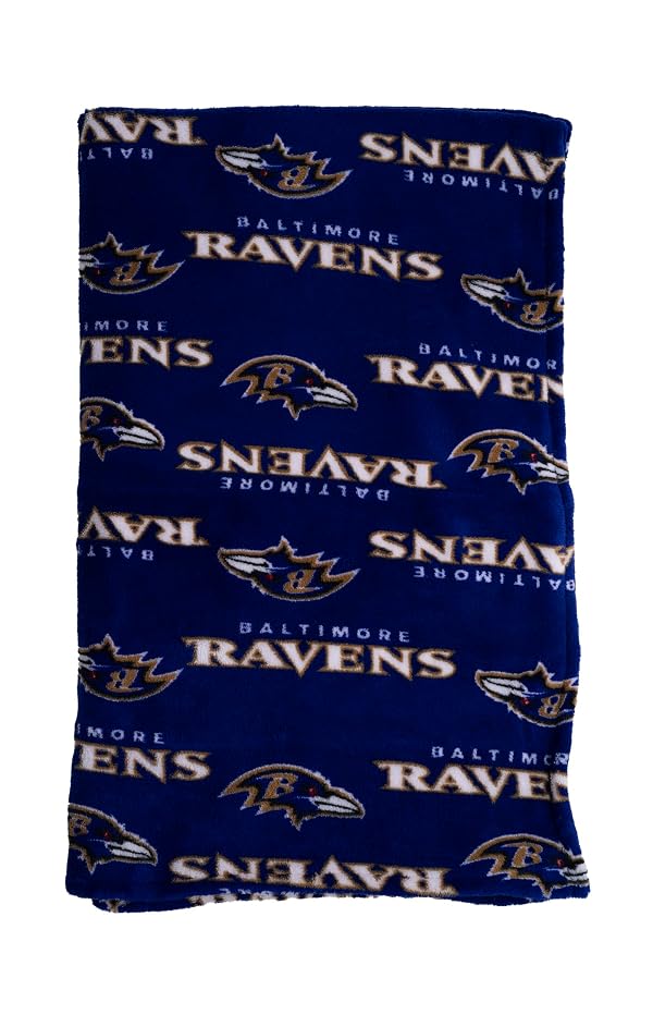 NFL Coral Fleece Travel Throw Blanket with Team Logos | 150cm x 120cm (59" x 47") (Baltimore Ravens) by Gertex - Image 3