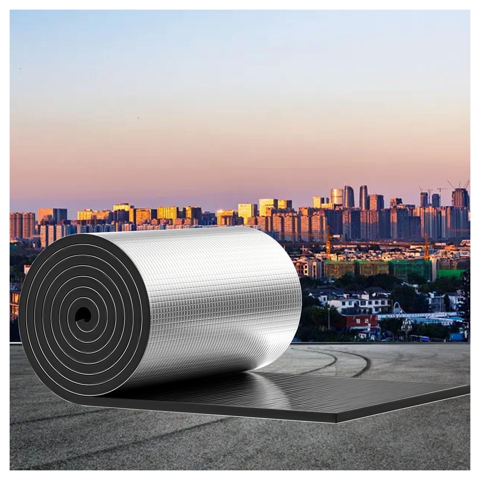 Insulation Foil,Radiator Reflector Foil Roll,Self-Adhesive Aluminum Foil Sound Insulation Cotton,Heat Shield,Radiant Barrier,for Floors,Walls,Lofts,Roofs,Energy Saving(10MM(THK),1*1m/3.2*3.2ft)