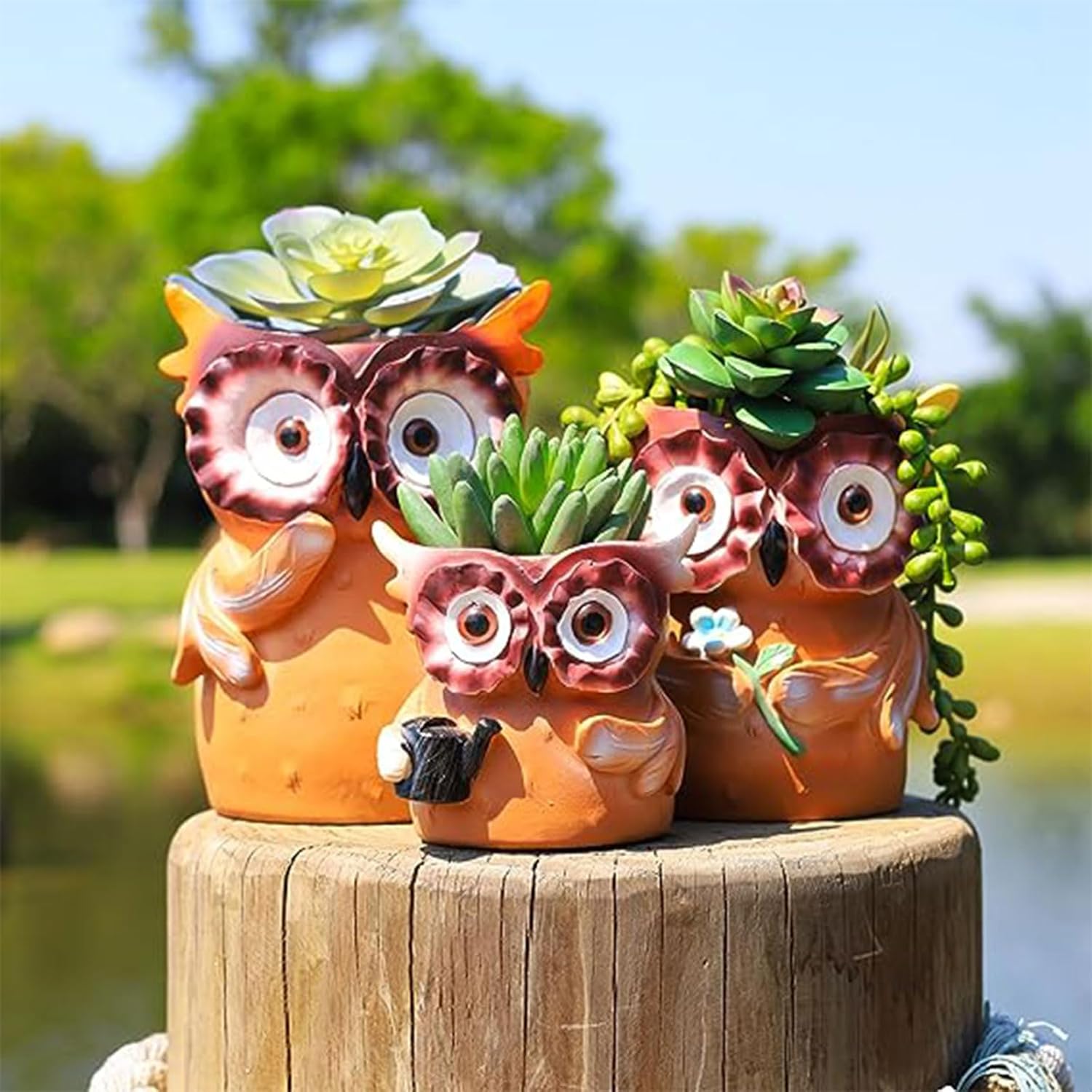 Owl Mom Dad Concrete Silicone Pot Mold Flowerpot Clay Cement Plaster Molds Home Garden Flower Pots