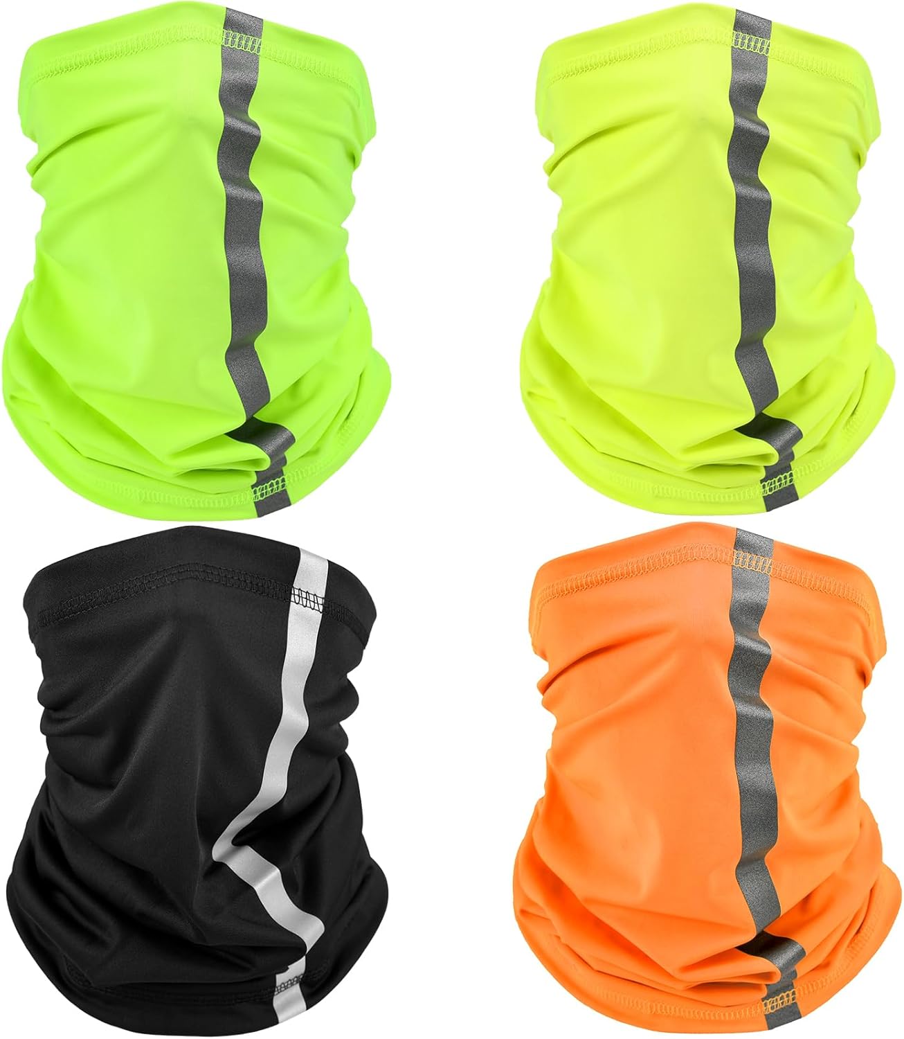SATINIOR 4 Pcs Neck Gaiter for Men Reflective Face Mask Cover, UV Sun Protection Neon Balaclava Hi Vis Bandana for Work