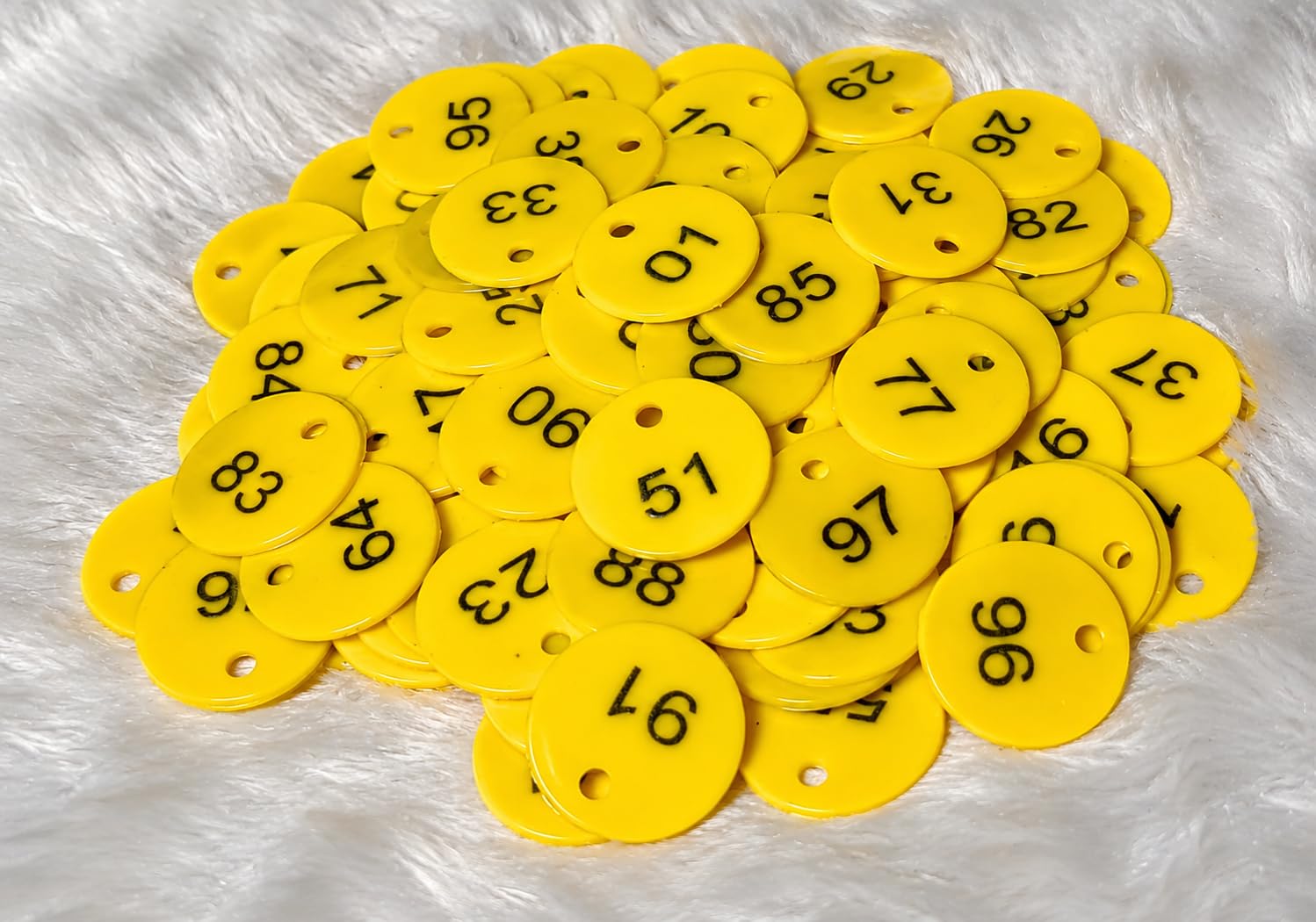 morel Adult & Kid & Youth Embossed Plastic Round Shape Token Coin With Hole Use For Shop, Board Games, Stores, House, School.|1 To 100 Numerical Coins., Yellow 1