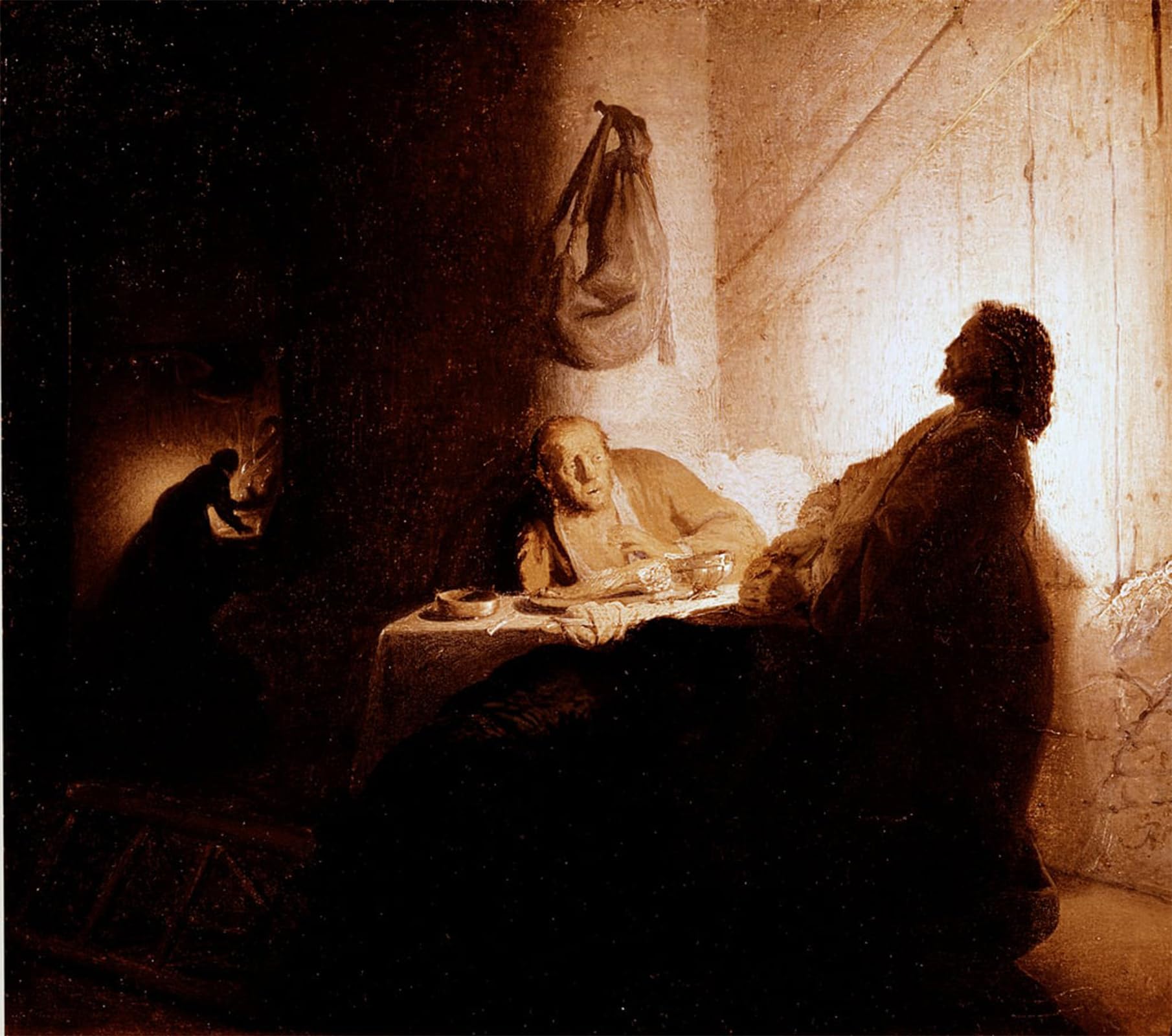 RZHRHJES Retro Picture Portrait Oil Painting Modern Wall Artwork The emmaus supper christ appears to pilgrims seated at a table in an inn in emmaus. by Rembrandt van Rijn for Home Decor 60x90cm