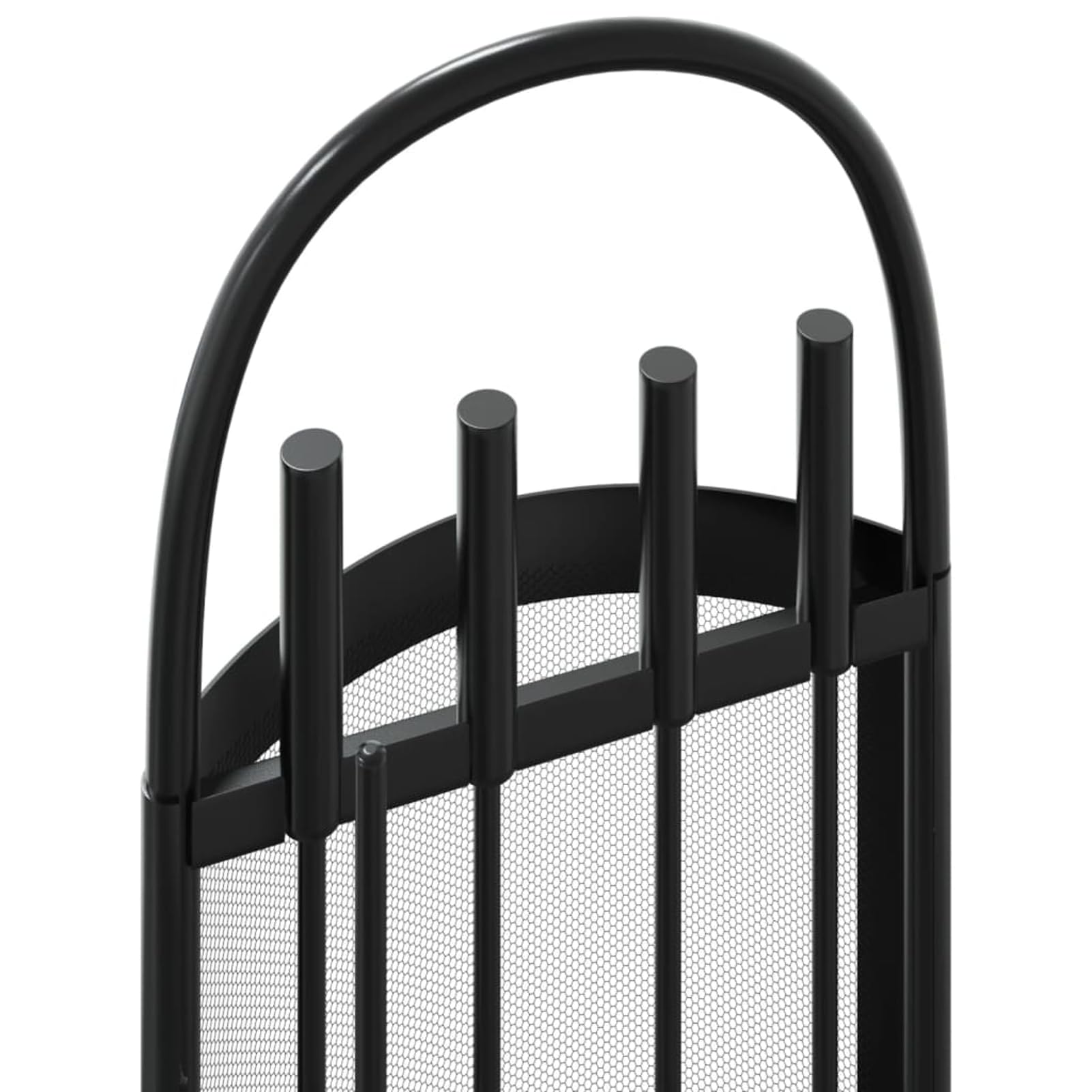 Kaminbesteck Set aus Stahl, Schwarz, 23x15x66 cm, für den Kamin, Schürhaken Set mit Gestell, Zange, Besen und Schaufel 156379