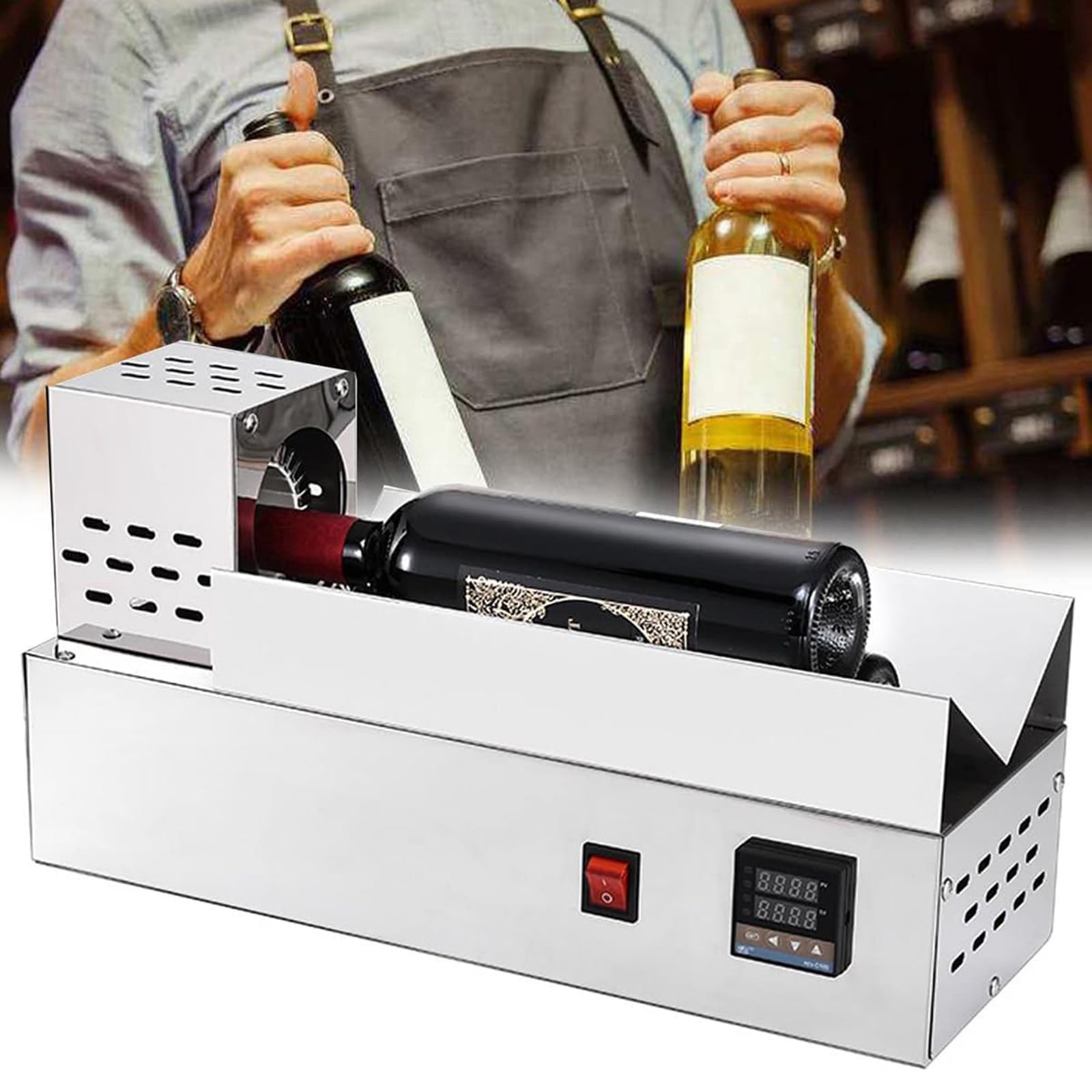 YXFAZPP PVC Capsule Shrinking Machine, Manual Push Operation, Thermostatic Digital Display for Bottle Sleeve Wine Cap Sealing