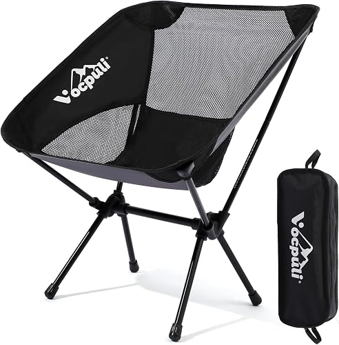 Camping Chair, Lightweight Folding Backpacking Hiking Chair, Compact Portable 330 lbs CapacityοΌGifts for Men (Black -1pack