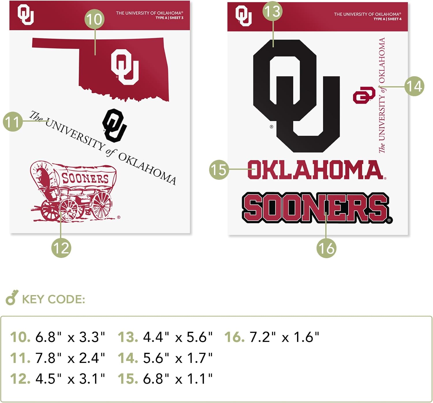 Desert Cactus The University of Oklahoma Sticker Sooners Vinyl Decal Laptop Water Bottle Car Scrapbook Sheet (Type A)