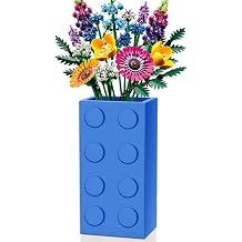 Vase for Lego 10347 10280 10328 Flowers, for Lego Flower Bouquet Building Set,Display Stand for LegoRoses Cherry Blossom Sunflower Tulips Daffodils Lotus-Gift for Lego Flowers Lovervase only-Blue