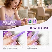 Vista 8 de Gelike EC Kit de uñas para principiantes: fortalecedor de esmalte de uñas morado fácil de usar y aceite de lavanda para uñas delgadas y débiles