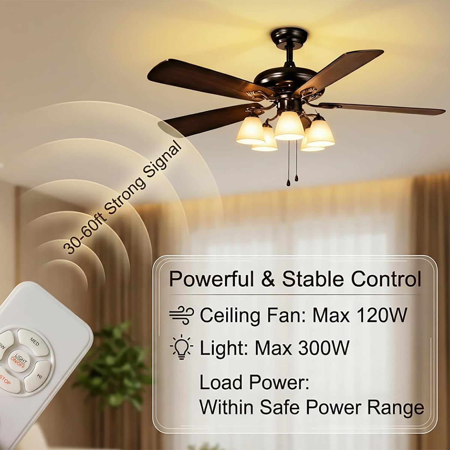 Universal Ceiling Fan Remote Control Kit with Receiver, 3-in-1 AC Motor Controller for Light and Speed, Compatible with Hunter Harbor Breeze Westinghouse Honeywell Fans, White
