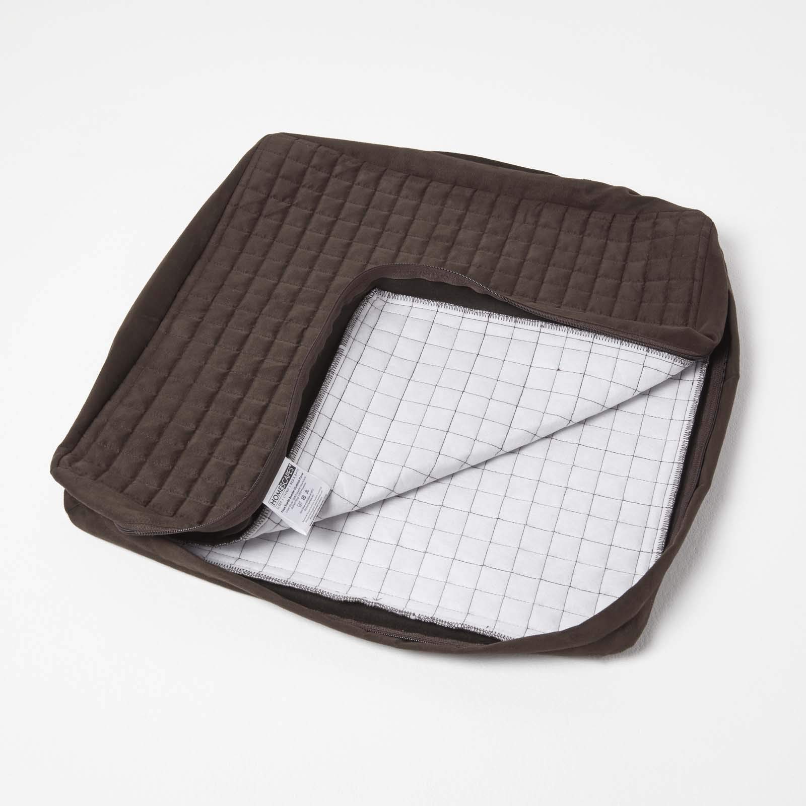 Homescapes Women's Chocolate Brown Armchair Booster Cushion Cover 50 Cm Square 100% Polyester Washable Seat Pad Case Soft Removable Quilted Cover With Zip