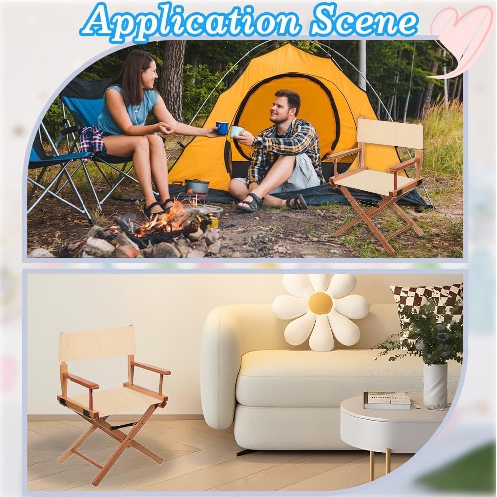 GORGECRAFT 2 Sets Directors Chair Covers Canvas Replacement Portable Makeup Artist Chair Seat Cover Fabric Khaki Folding Chairs Canvas Cloth for Garden Outdoors Accessories
