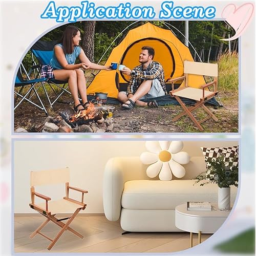 Miniatura 5 de GORGECRAFT Juego de 2 fundas de lona de repuesto para sillas de directores, portátil, para artista, maquillaje, silla, tela caqui, plegable, tela de