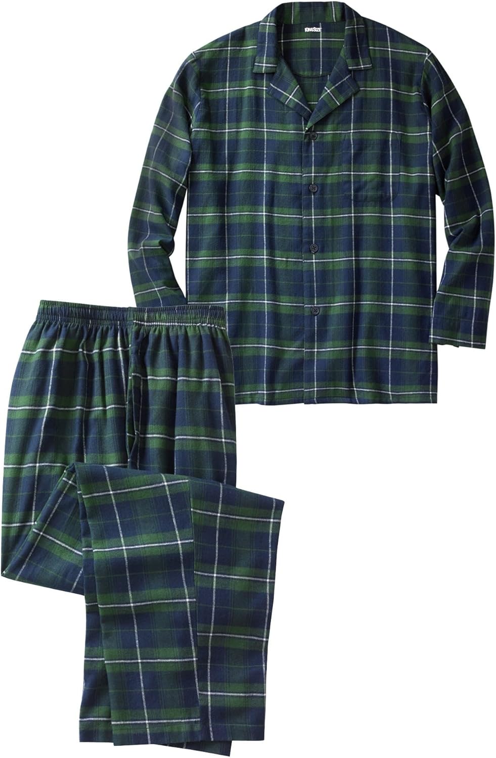 KingSize Men's Big & Tall Plaid Flannel Pajama Set