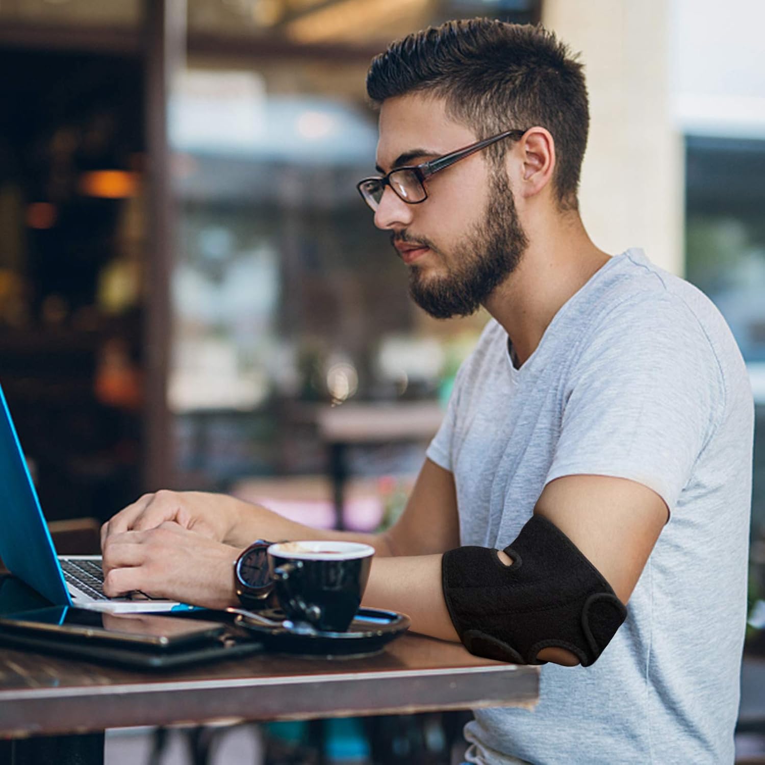 Elbow Brace Compression Sleeve，Future Way Tennis Elbow Brace for Men and Women, Adjustable Elbow Strap with Dual-Spring Stabilizer : Health & Household