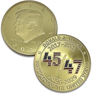 Donald Trump Collectible 45 47 Gold Challenge Coin 24kt Gold Plating with Colorized 45 47 with USA Colors - Large Size 45mm x 3mm with Protective case