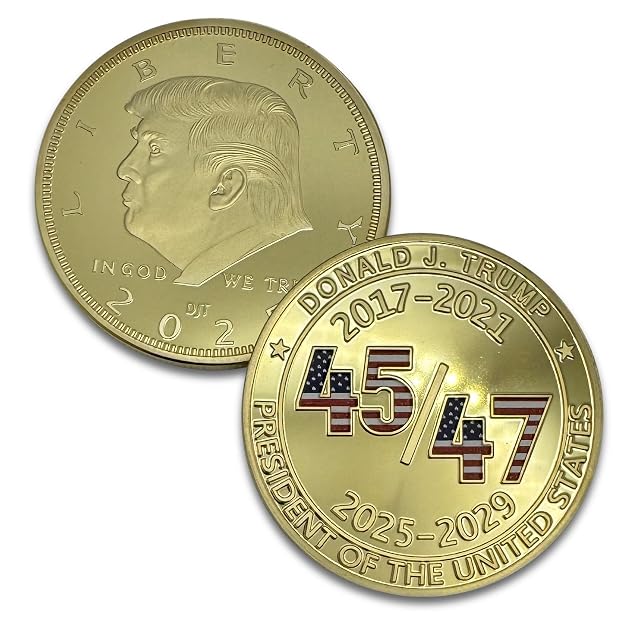 Aizics Mint Donald Trump - Moneda coleccionable de oro 45 47, chapada en oro de 24 quilates con colores…