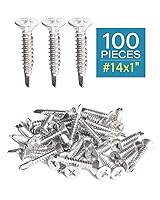 Vista 2 de Tornillos autoperforantes Phillips de cabeza plana inoxidable #14 x 1 (100 piezas) Acero inoxidable 410 totalmente roscado Hoja de metal Tek