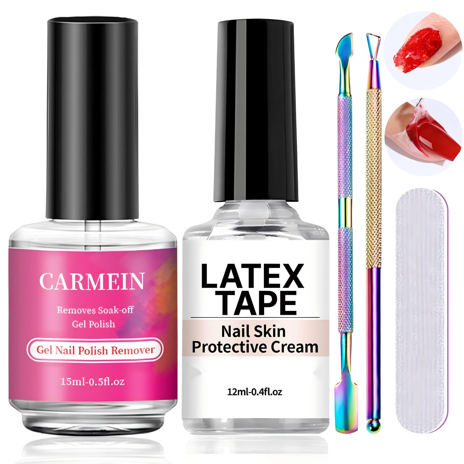 Gel Nail Polish Remover 15ml | Liquid Latex Cuticle Protector, Fast Peel Off No Soaking Wrapping, Remove Gel Polish in 2-5 Minutes