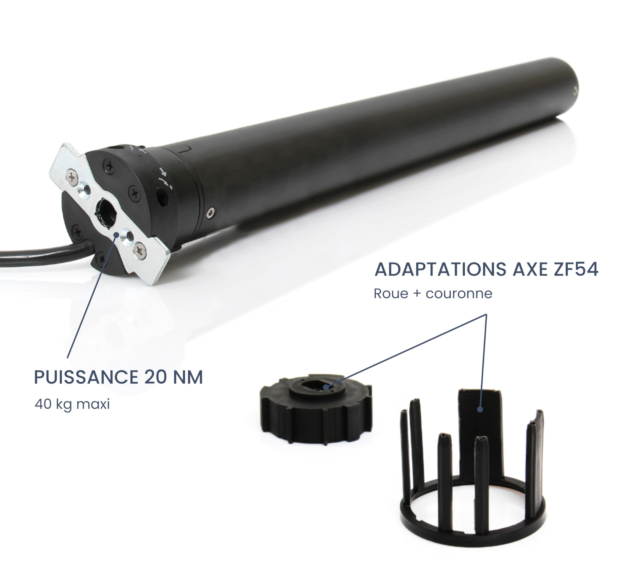 Moteur Volet Roulant Radio Ø45mm - AVOSDIM | Motorisation sans fil avec adaptations pour tube (Moteur + adaptations, 20Nm - Tube ZF54)