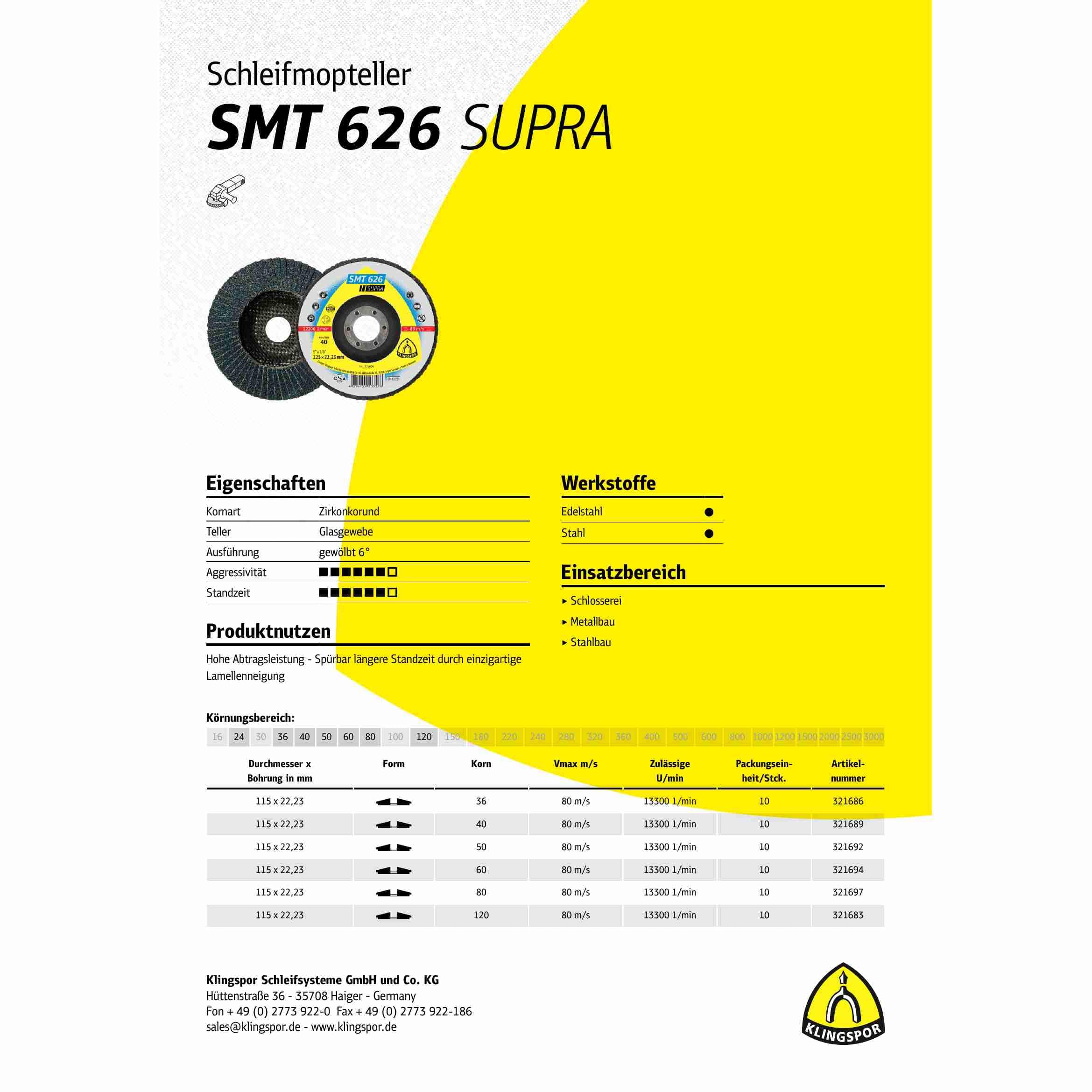 SMT 626 - Platos de lijado (10 unidades, 180 x 22,23 mm, grano 80) : 321699