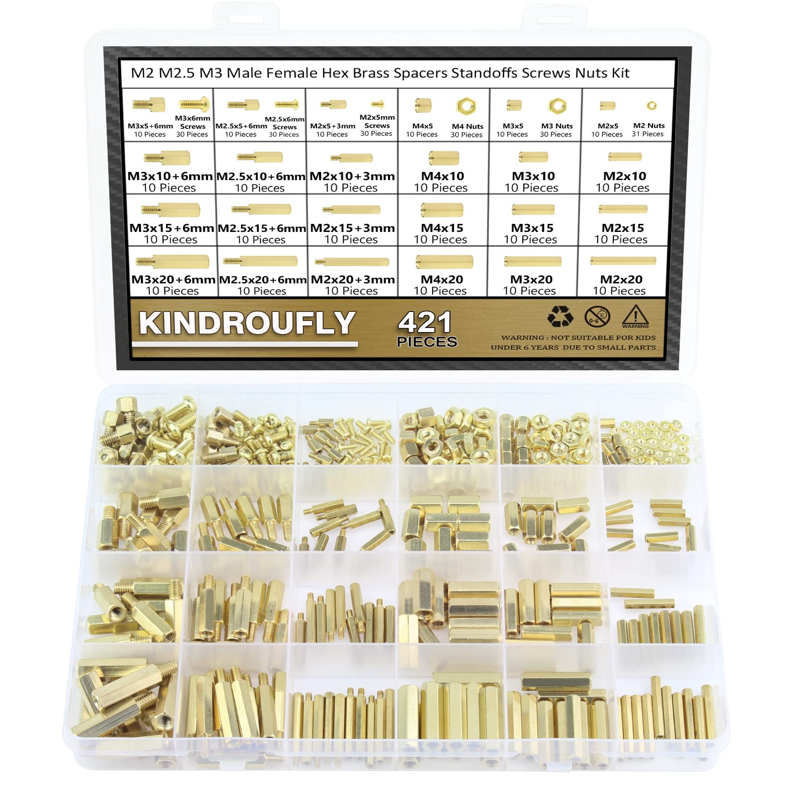 M2 Brass Standoffs & Spacers Kit - 320 Pieces -12 M2 Brass Standoffs & Spacers Kit - 320 Pieces -12