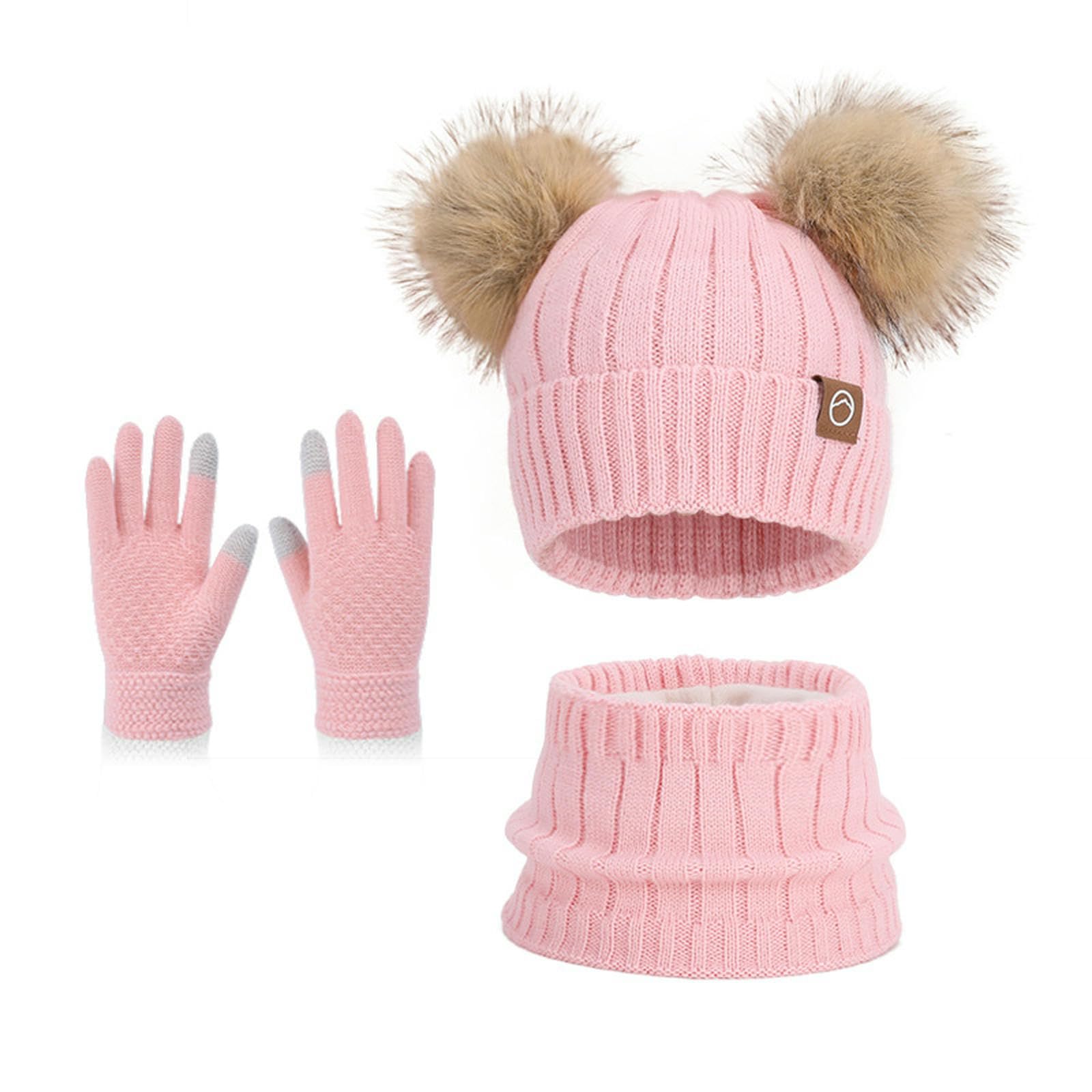 Set gorro bufanda guantes invierno tejido lana con forro terciopelo para mujer conjunto de tres piezas