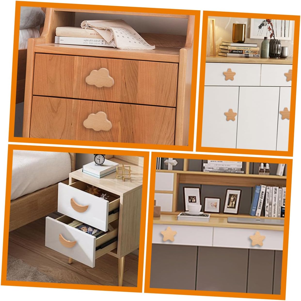 Levemolo 4pcs Cartoon Shape Drawer Knob Wooden Furniture Knobs Single-Hole Door Pulls for Cabinet Dresser Drawer